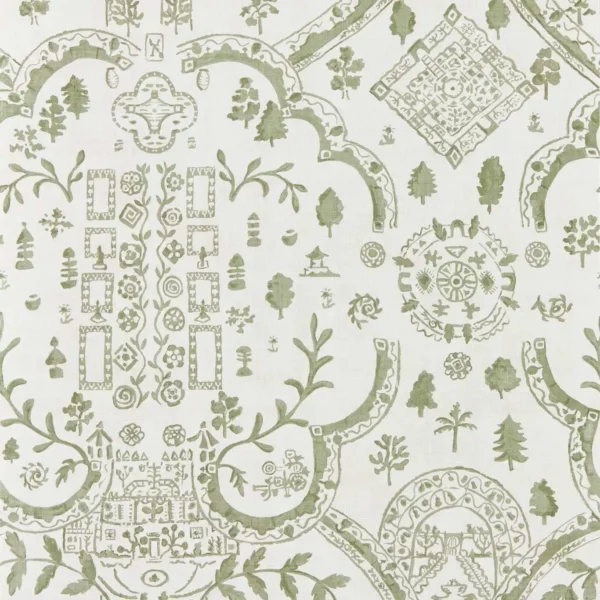 Topiary View Wallpaper - Thyme by green traditional wallpaper from sanderson