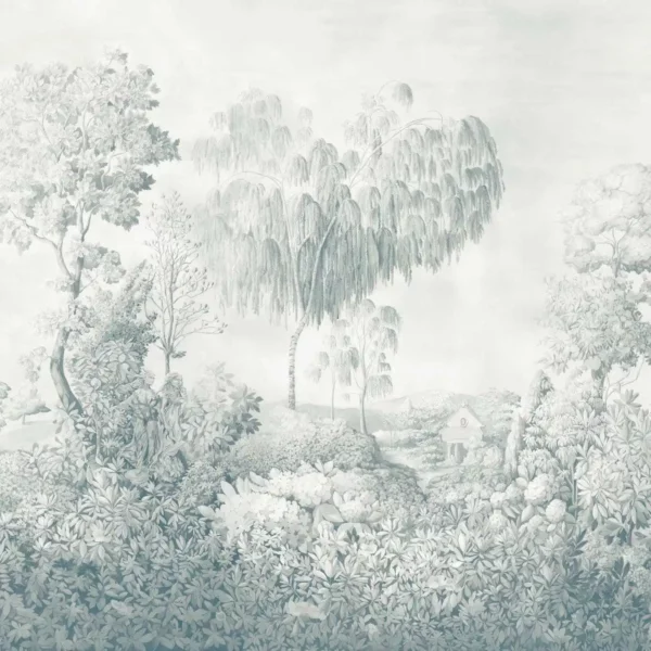 Highgrove Arboretum Wallpaper - Ether Blues by blue botanical wallpaper from sanderson