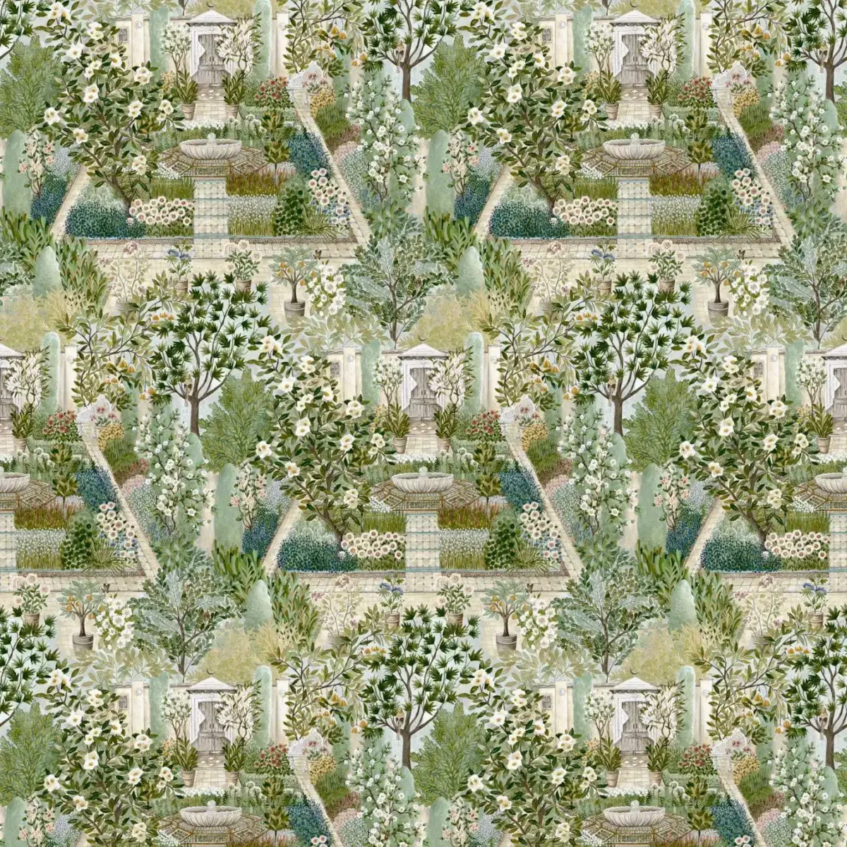 Carpet Garden Wallpaper - Paradise by green botanical wallpaper from sanderson