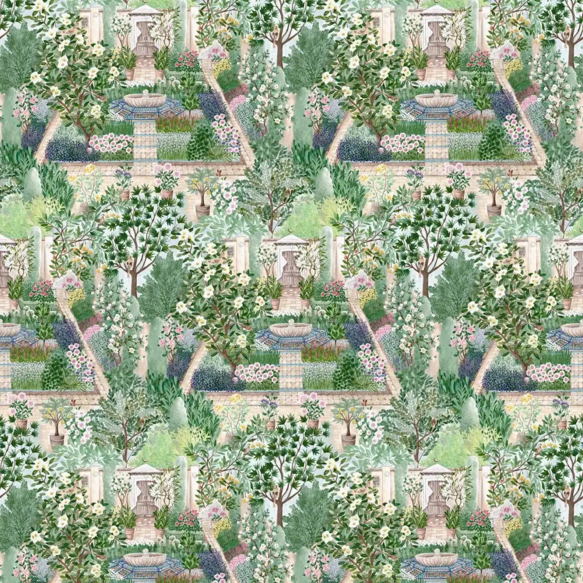 Carpet Garden Wallpaper - Sanctuary by green botanical wallpaper from sanderson