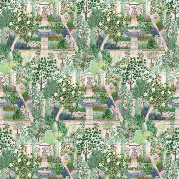 Carpet Garden Wallpaper - Sanctuary by green botanical wallpaper from sanderson