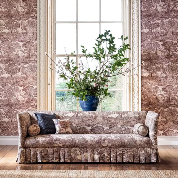 Highgrove Toile Wallpaper - Madder Rose by Highgrove Toile Wallpaper - Madder Rose from