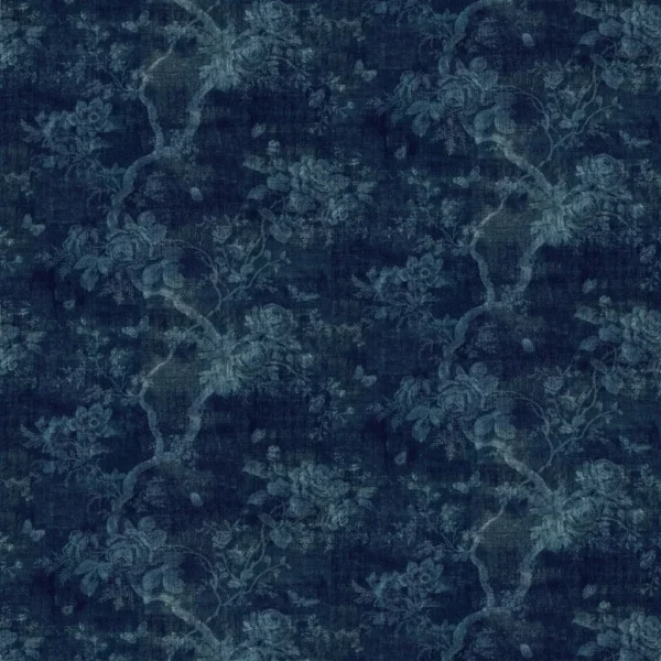 Beaton Floral Overdyed Fabric - Indigo by blue traditional linen fabric from Ralph Lauren