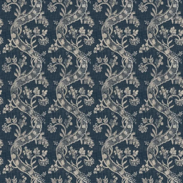 New Creek Fabric - Indigo by blue botanical printed fabric from Ralph Lauren