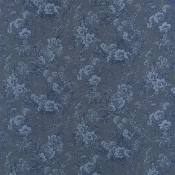 Callais Floral Fabric - Cyanotype by blue botanical jacquard fabric from Ralph Lauren