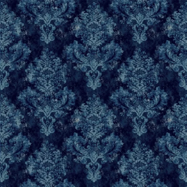 Barouche Damask Fabric - Indigo by blue traditional linen fabric from Ralph Lauren