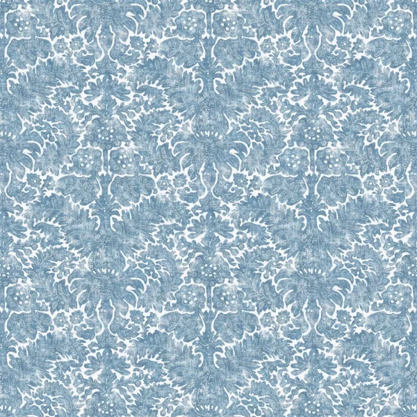 Barberry Damask Fabric - Chambray by blue contemporary printed fabric from Ralph Lauren