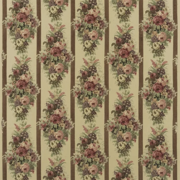 Ladies Day Blockprint Fabric - Tea Party by brown botanical linen fabric from Ralph Lauren