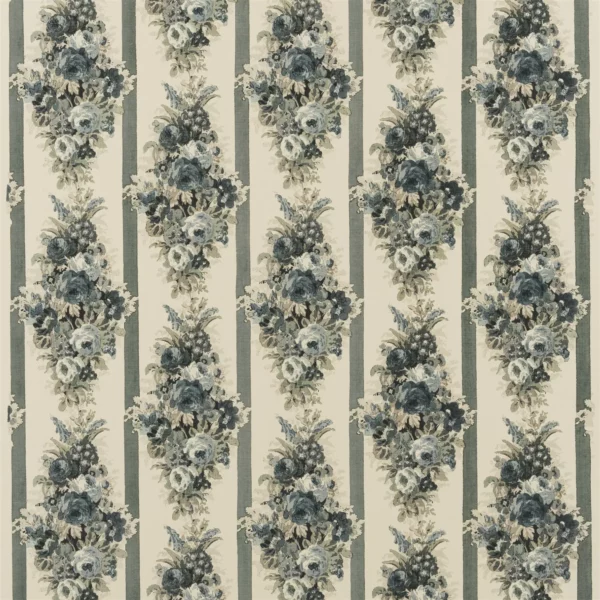 Ladies Day Blockprint Fabric - Lovat by green botanical linen fabric from Ralph Lauren