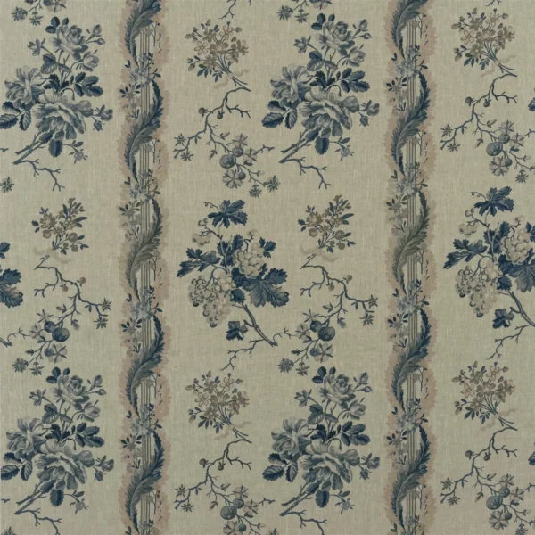 Espalier Fabric - Vintage Blue by blue botanical linen fabric from Ralph Lauren