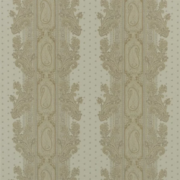 Glenview Paisley Fabric - Latte by green striped linen fabric from Ralph Lauren