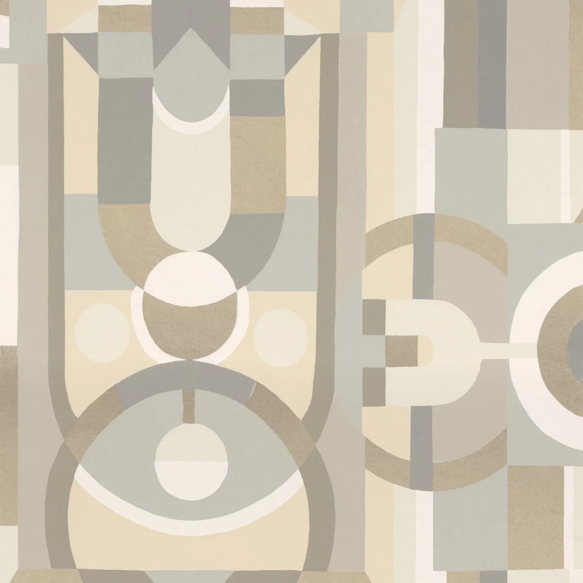 Vitrail Wallpaper - Blanc / Sable by neutral geometric wallpaper from casamance