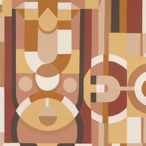 Vitrail Wallpaper - Vanille / Terracotta by multicolour geometric wallpaper from casamance