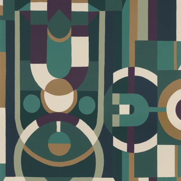 Vitrail Wallpaper - Émeraude / Violet by green geometric wallpaper from casamance
