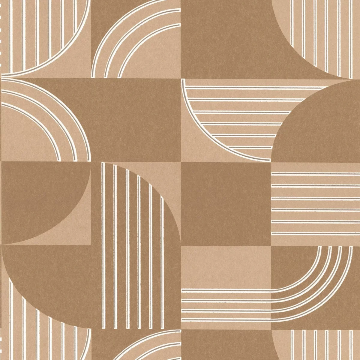 Annees 30 Wallpaper - Mordoré by brown geometric wallpaper from casamance