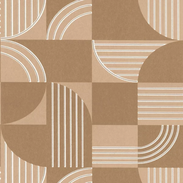 Annees 30 Wallpaper - Mordoré by brown geometric wallpaper from casamance