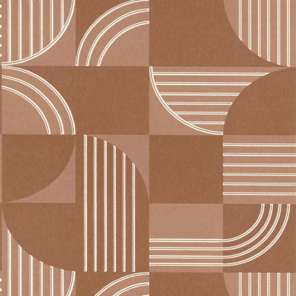 Annees 30 Wallpaper - Terracotta by brown geometric wallpaper from casamance