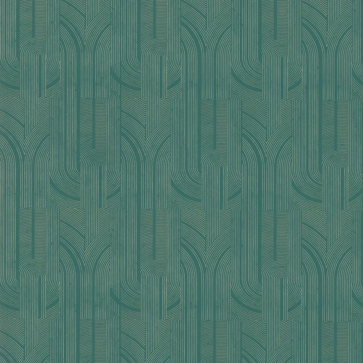 Porte Doree Wallpaper - Émeraude / Doré by green geometric wallpaper from casamance