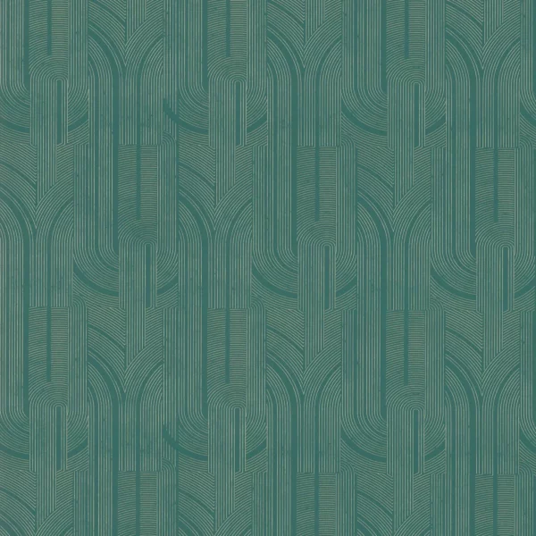 Porte Doree Wallpaper - Émeraude / Doré by green geometric wallpaper from casamance