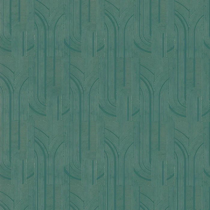 Porte Doree Wallpaper - Émeraude / Doré swatch