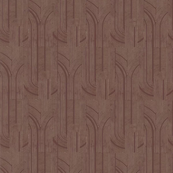 Porte Doree Wallpaper - Lie De Vin / Doré by brown geometric wallpaper from casamance