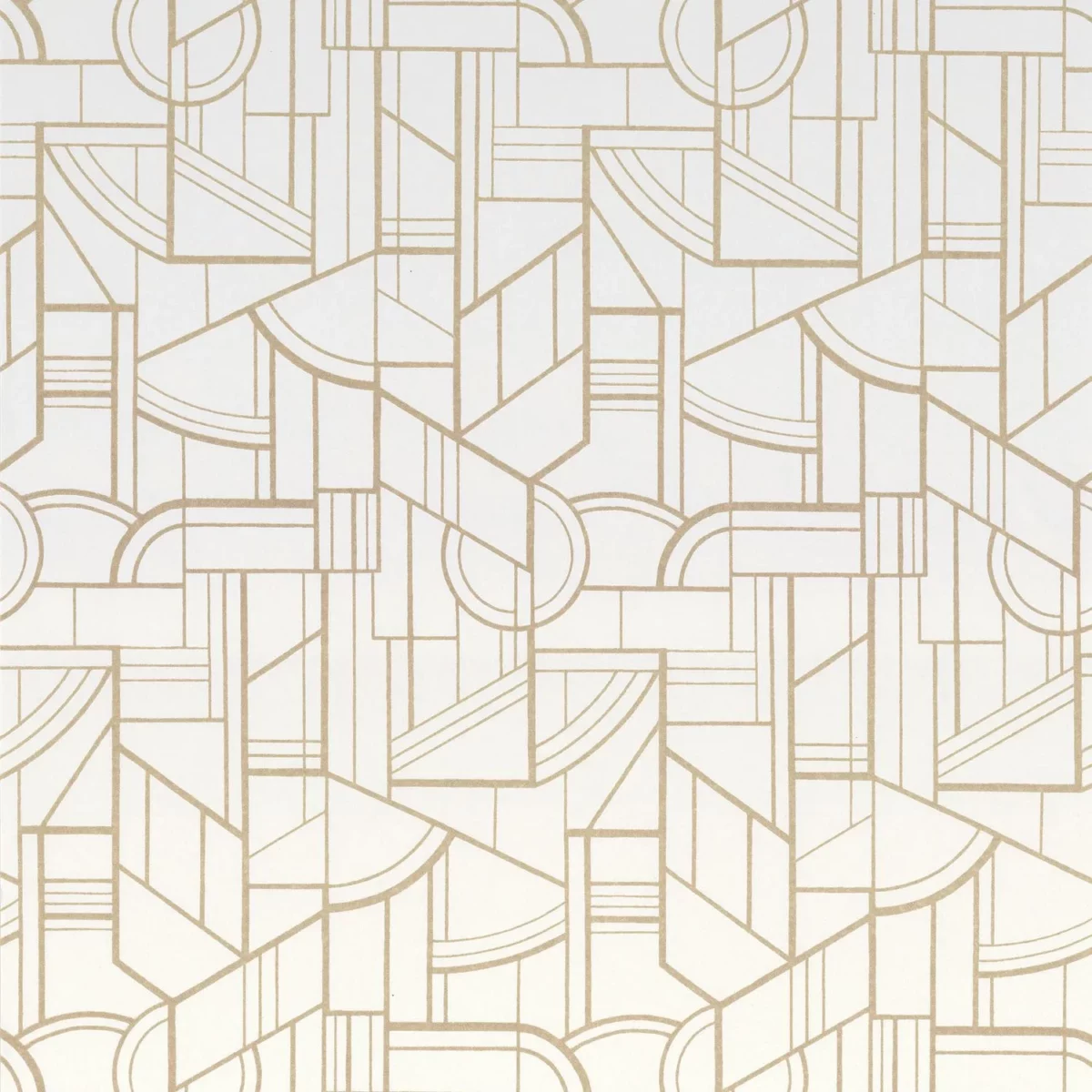 Cinetique Wallpaper - Blanc / Doré by white geometric wallpaper from casamance