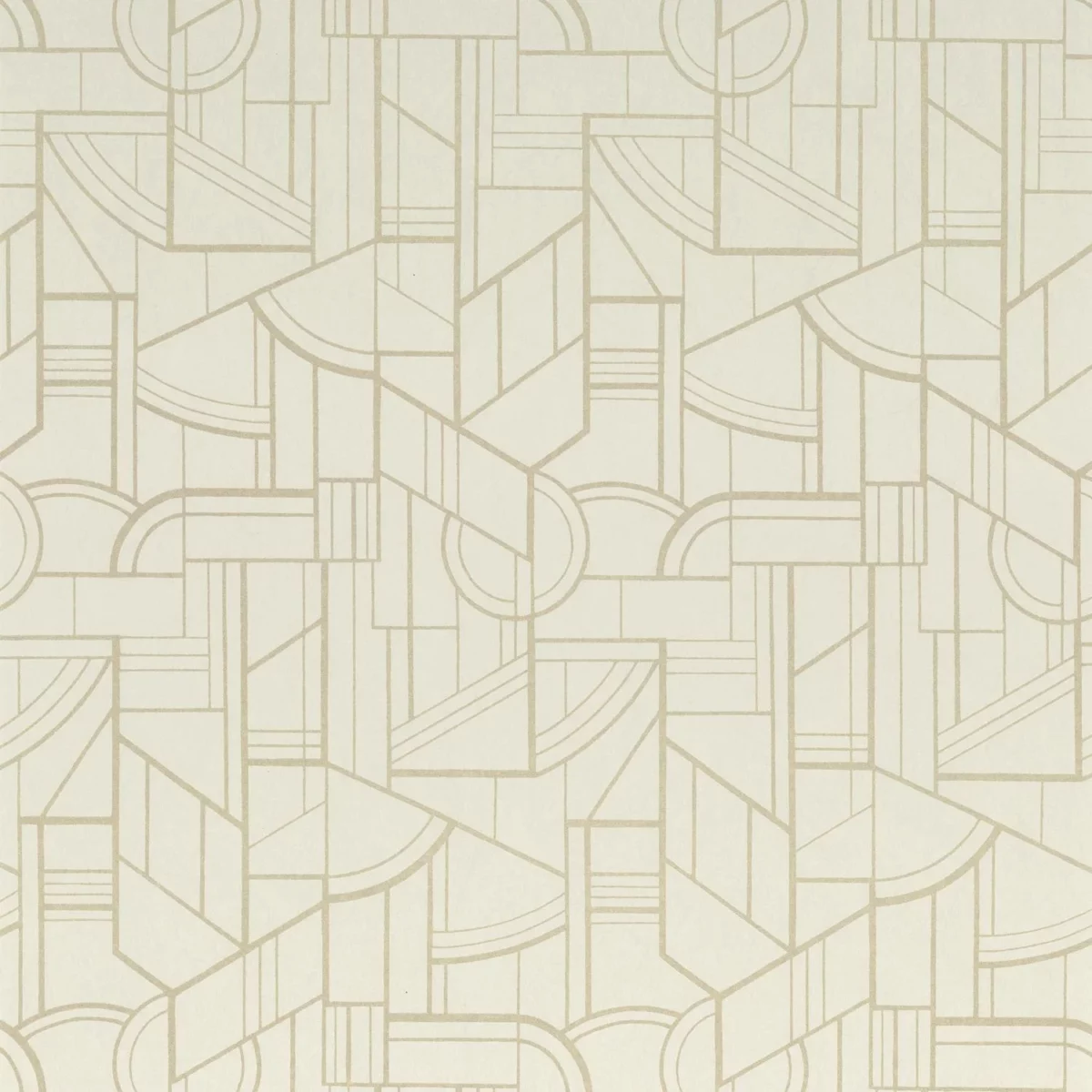 Cinetique Wallpaper - Sable / Doré by white geometric wallpaper from casamance