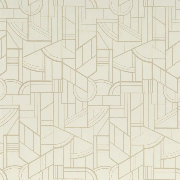 Cinetique Wallpaper - Sable / Doré by white geometric wallpaper from casamance