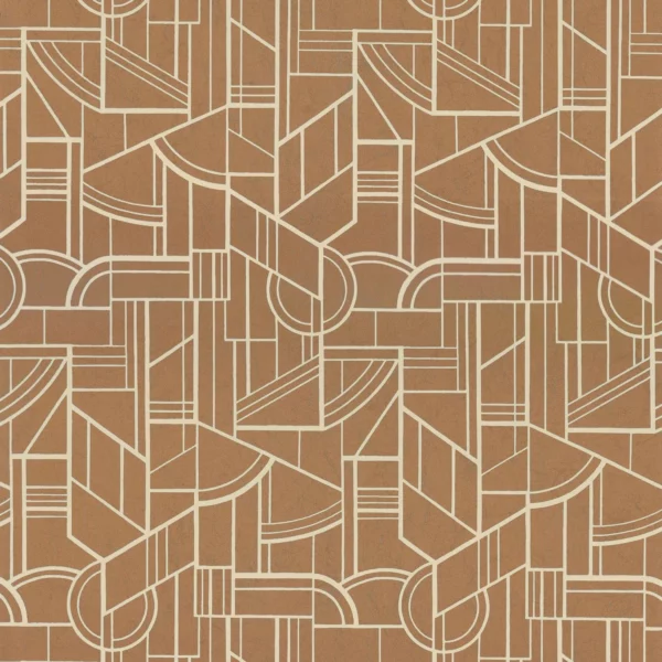 Cinetique Wallpaper - Cuivré by yellow geometric wallpaper from casamance