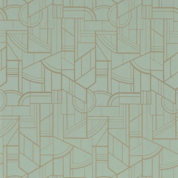Cinetique Wallpaper - Vert D'Eau / Doré swatch