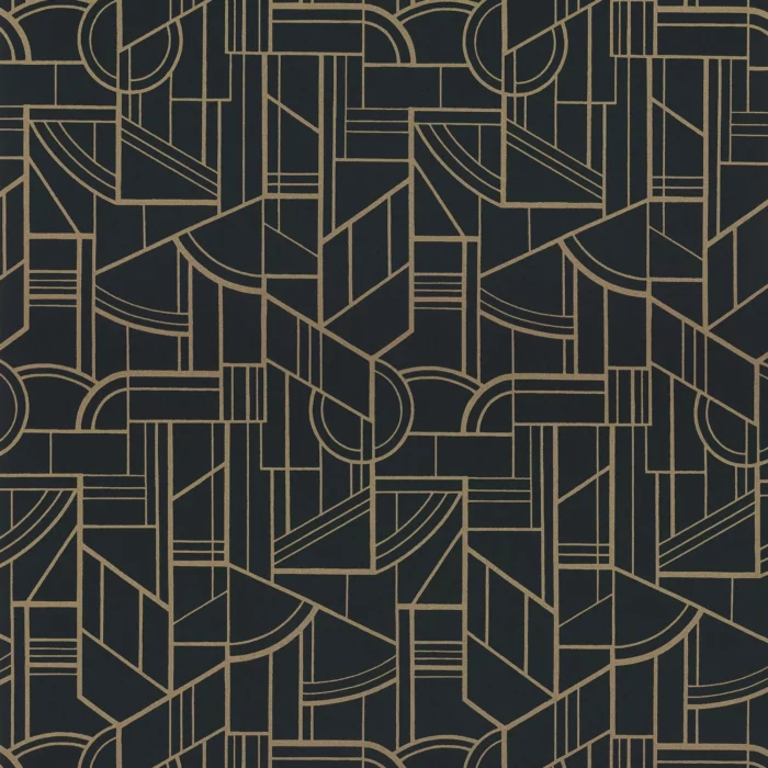Cinetique Wallpaper - Anthracite / Doré – Anthracite / Dore swatch