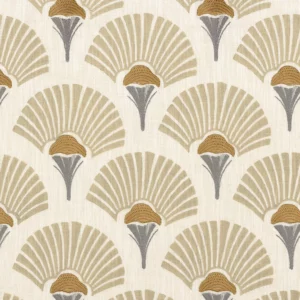 neutral botanical embroideried fabric from Casamance