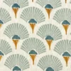 blue botanical embroideried fabric from Casamance