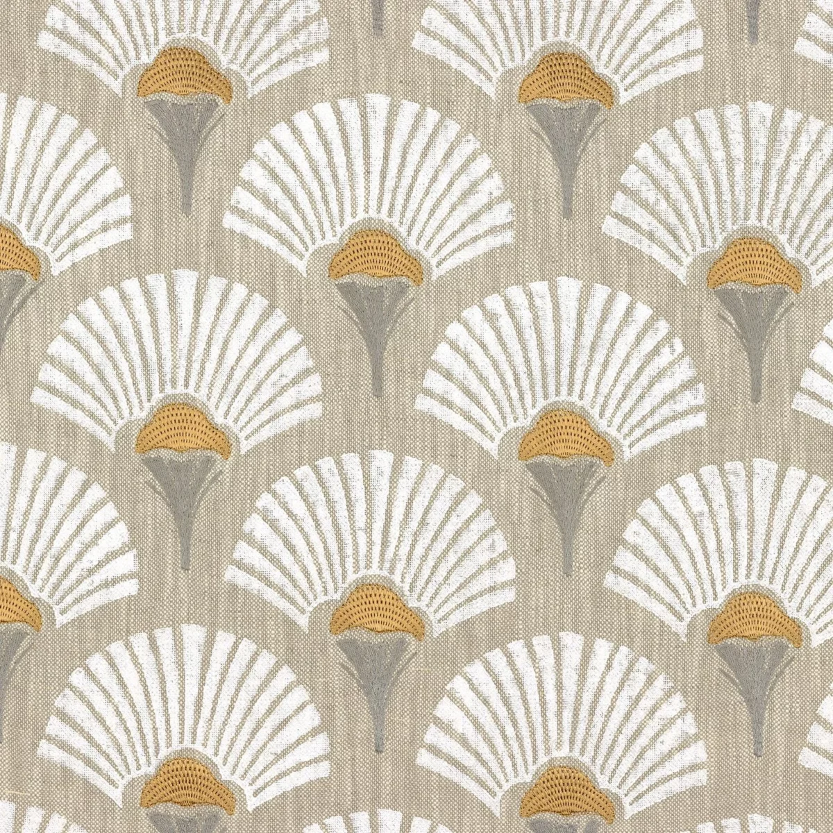 Linefolia Fabric - Blanc by white botanical embroideried fabric from Casamance