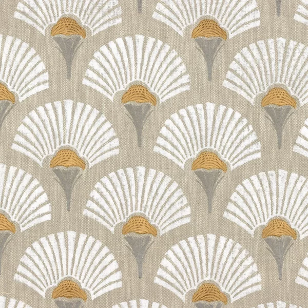 Linefolia Fabric - Blanc by white botanical embroideried fabric from Casamance