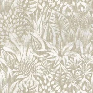 white botanical cotton fabric from Casamance