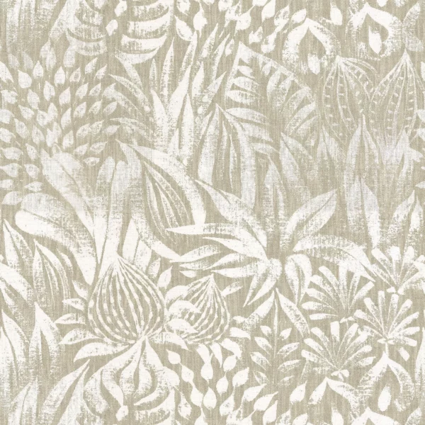 Valarta Fabric - Blanc by white botanical cotton fabric from Casamance