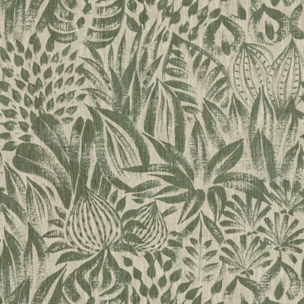 Valarta Fabric - Kaki by green botanical cotton fabric from Casamance