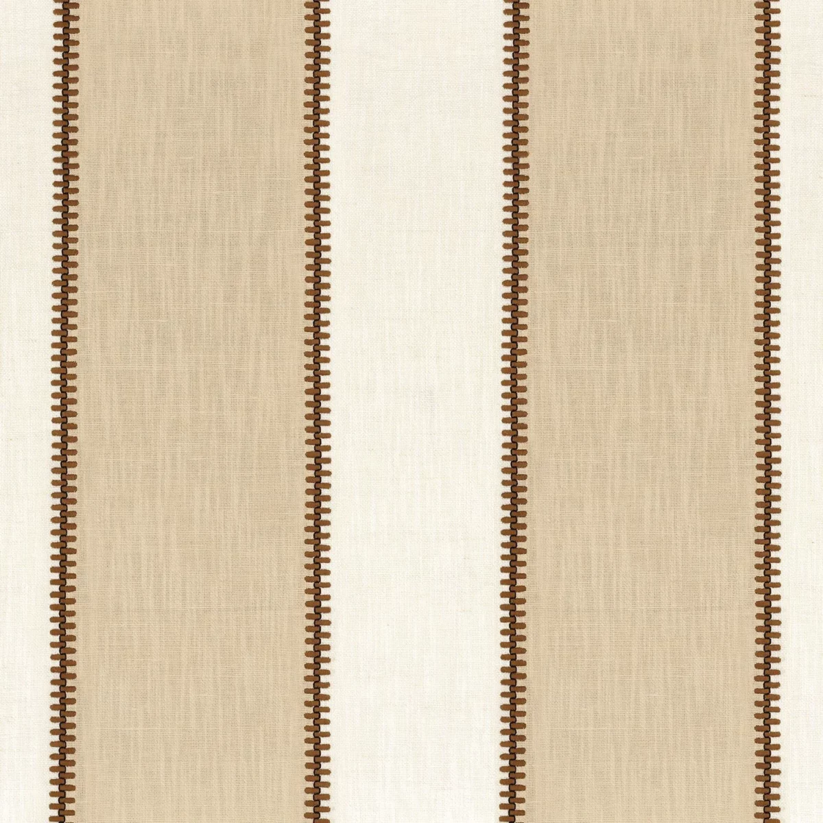 Agave Fabric - Beige by neutral striped embroideried fabric from Casamance