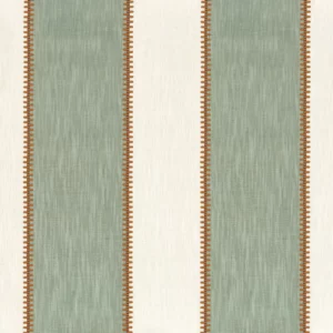 green striped embroideried fabric from Casamance
