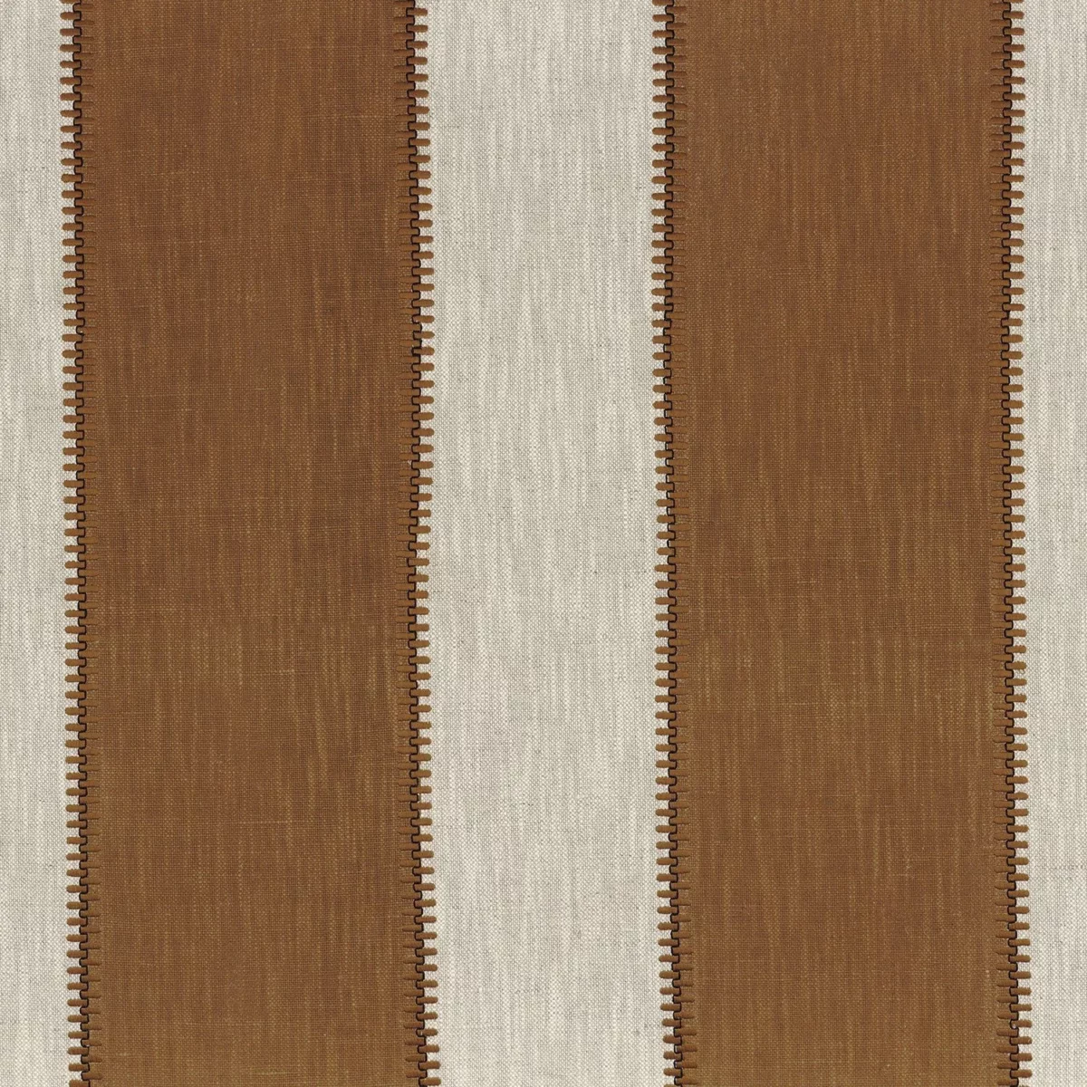 brown striped embroideried fabric from Casamance