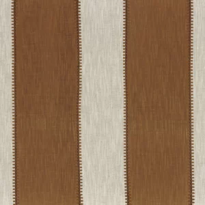 brown striped embroideried fabric from Casamance