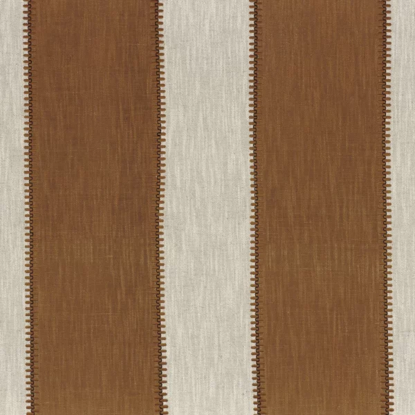 brown striped embroideried fabric from Casamance