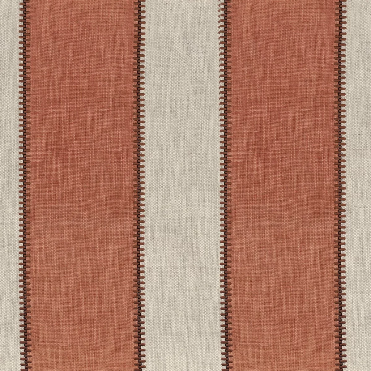 Agave Fabric - Terracotta by orange striped embroideried fabric from Casamance