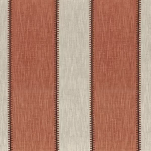 orange striped embroideried fabric from Casamance
