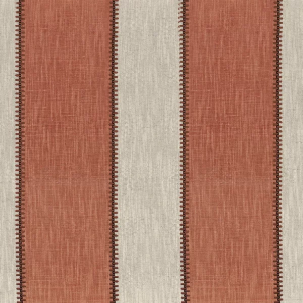 Agave Fabric - Terracotta by orange striped embroideried fabric from Casamance