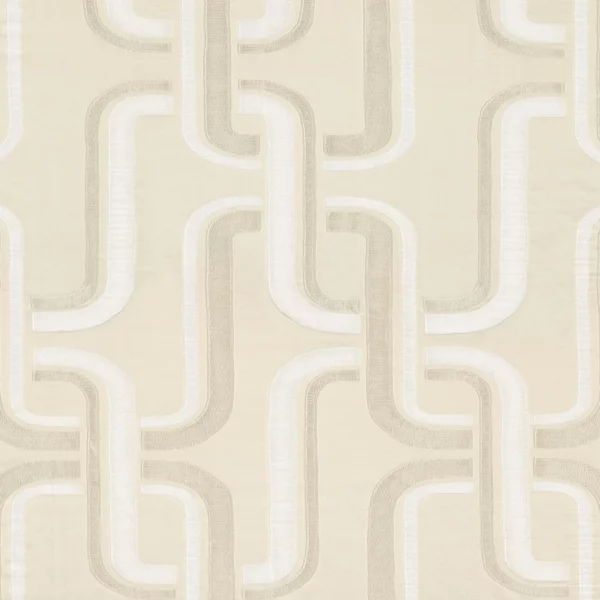 Luminescence Fabric - Ecru by neutral geometric jacquard fabric from Casamance