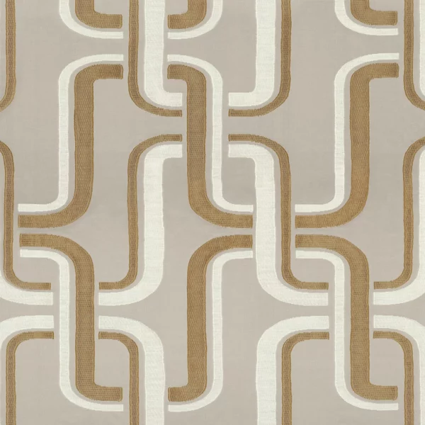 Luminescence Fabric - Grege by brown geometric jacquard fabric from Casamance