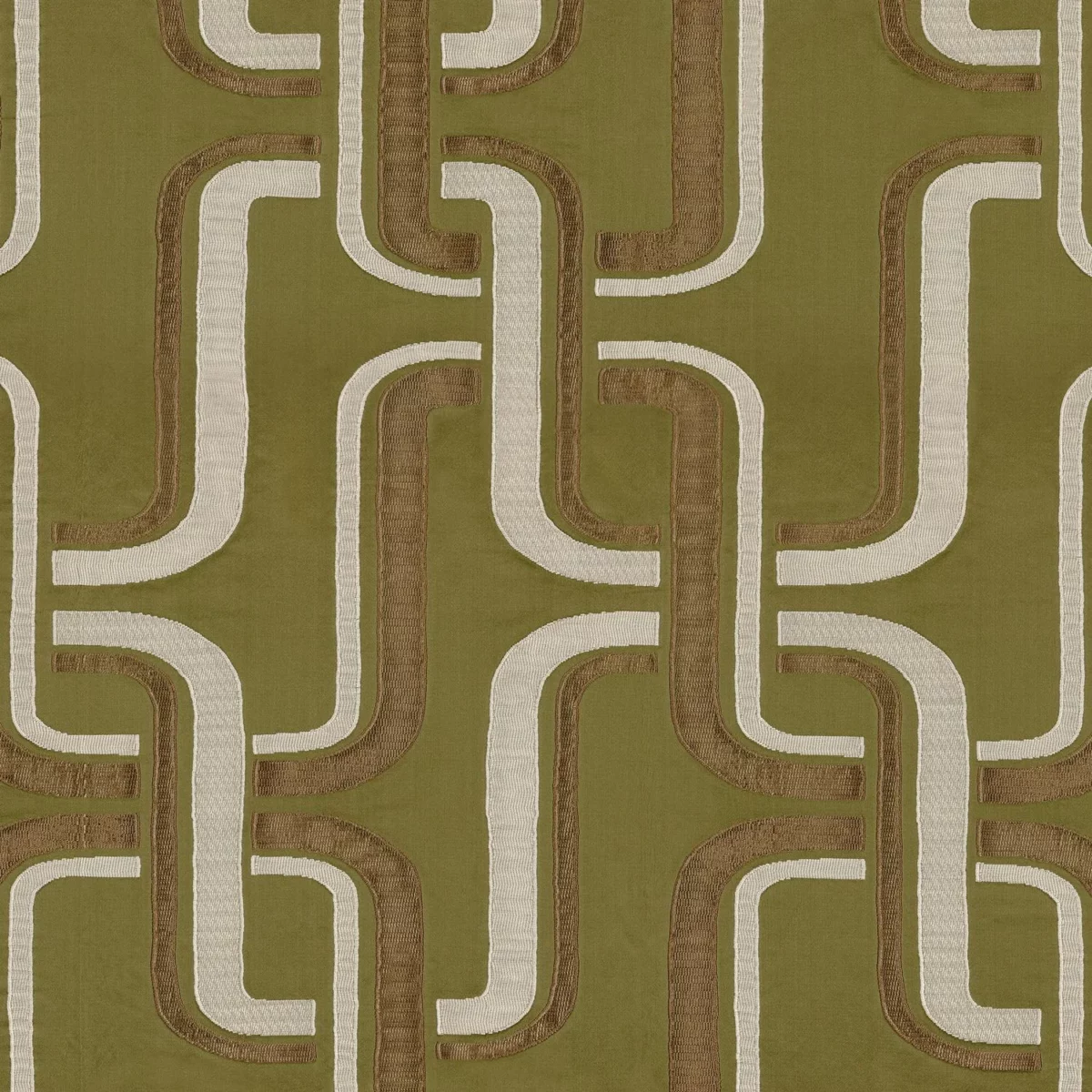 green geometric jacquard fabric from Casamance