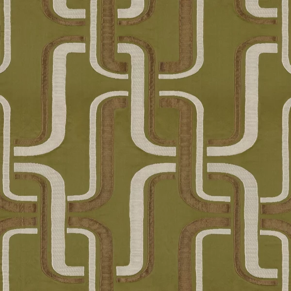 green geometric jacquard fabric from Casamance